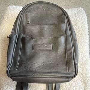 Elegant Gray Leather Backpack
